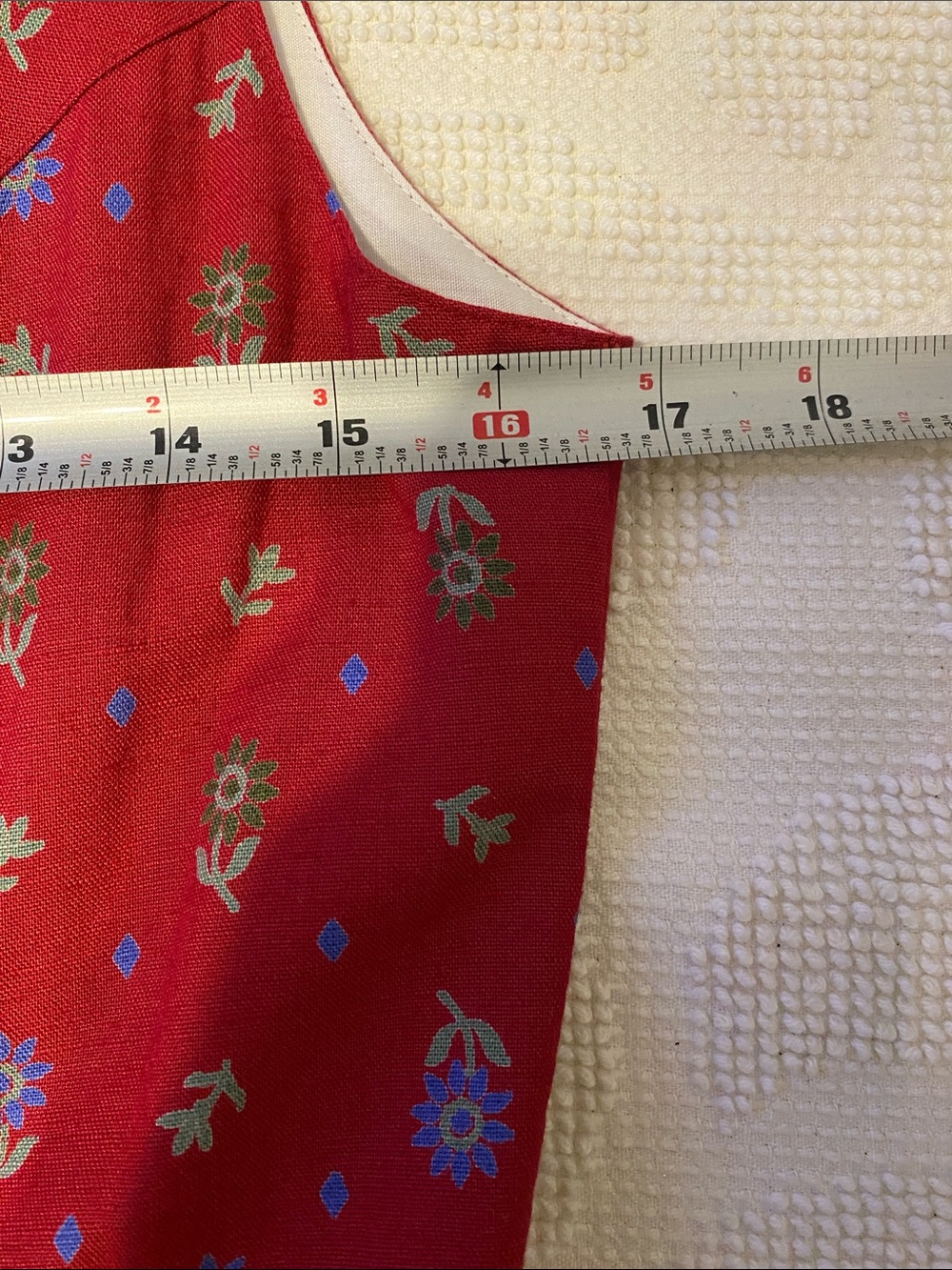 Red Floral Maxi Dirndl Dress with Button Front, traditional German dress - Picture 11 of 11